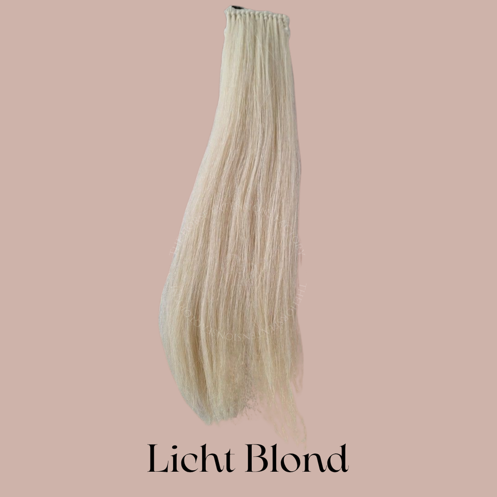 Maantop Clip-in van maanhaar in kleur 3. Licht blond