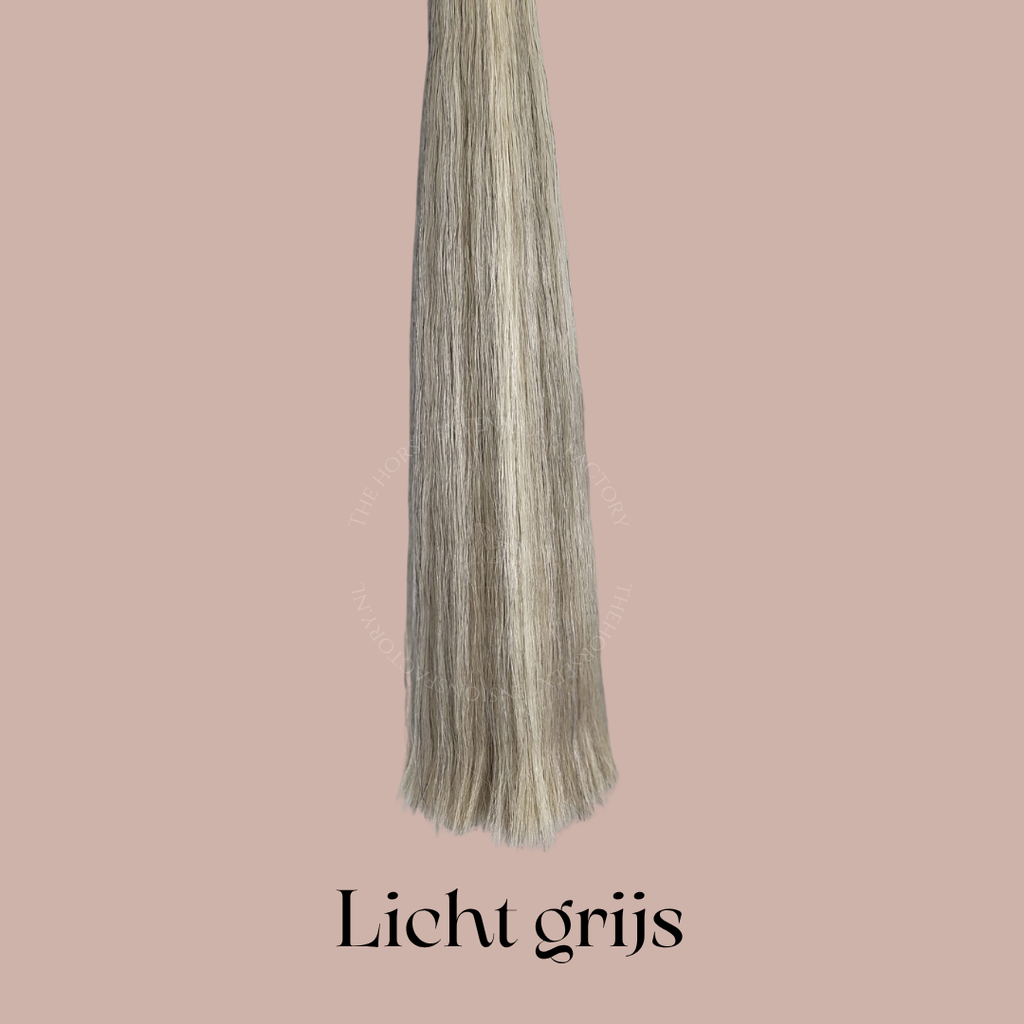DIY Paarden I-Tip Extensions Staart in kleur Licht Grijs